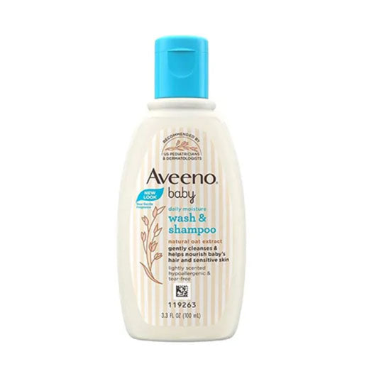 Aveeno Baby Daily Moisture Wash and Shampoo Natural Oat Extract 3.3 OZ (100ml)