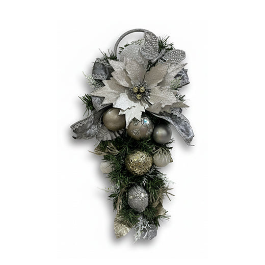 Christmas Spray 26 inches - Silver/White