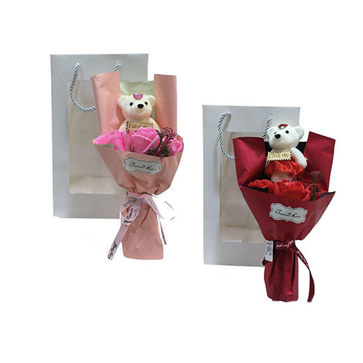 Flower Bouquet & Teddy Bear w/ Box Set