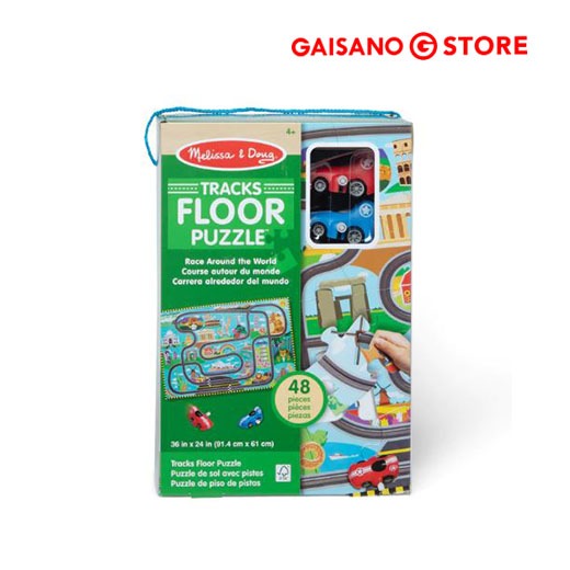 Melissa & Doug Race Around the World Tracks Floor Puzzle – 48 Pieces
