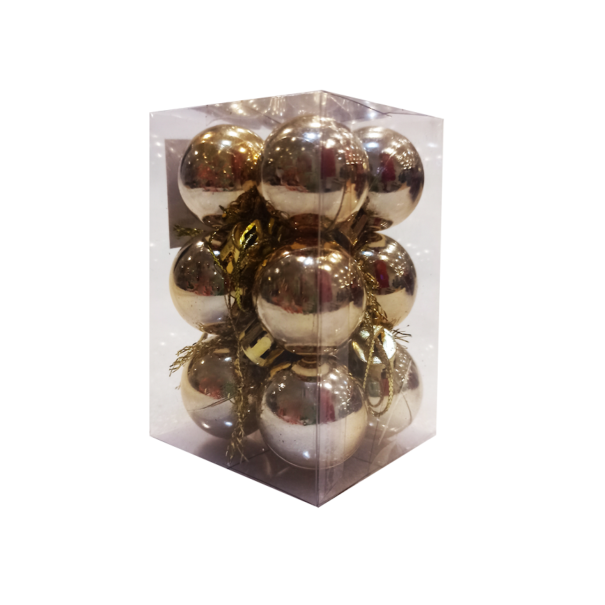 12 Pcs Shiny Christmas Balls 3cm - Champagne