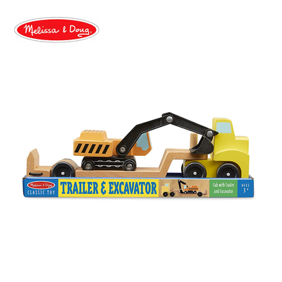 Melissa & Doug Classic Toy - Trailer & Excavator