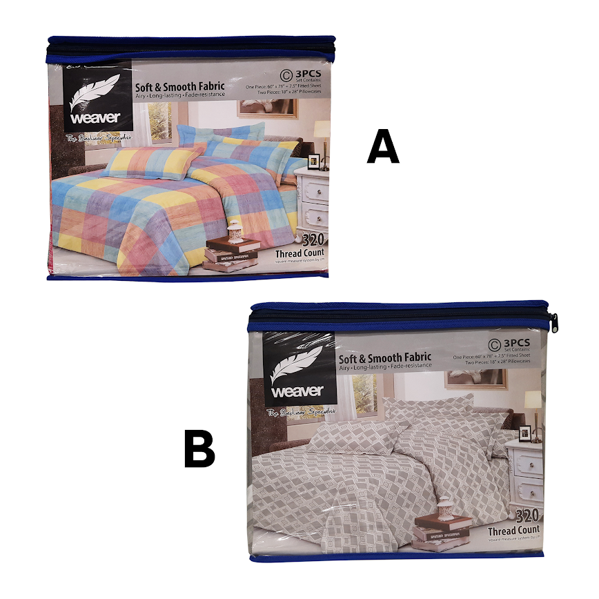 Weaver Soft & Smooth Fabric 3pc Bed Sheets Set - Queen