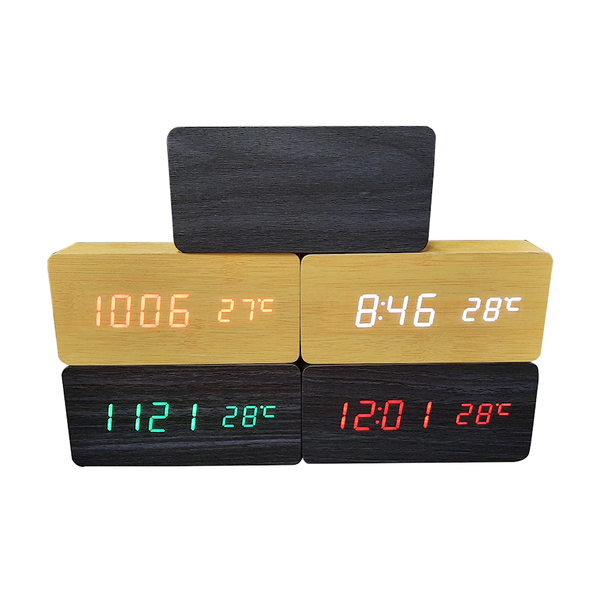 Desk Wooden Multifunctional Digital LED Clock
