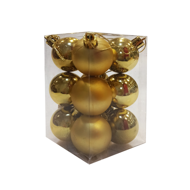 12 Pcs Matte and Shiny Christmas Balls 4cm - Gold