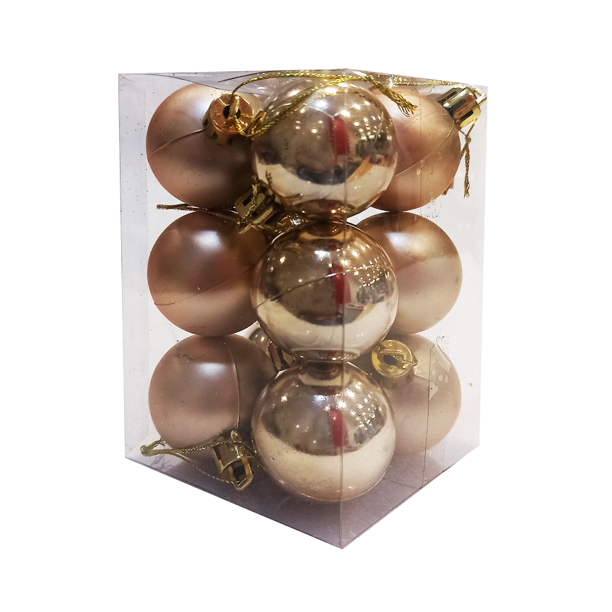 12 Pcs Matte and Shiny Christmas Balls 4cm - Champagne