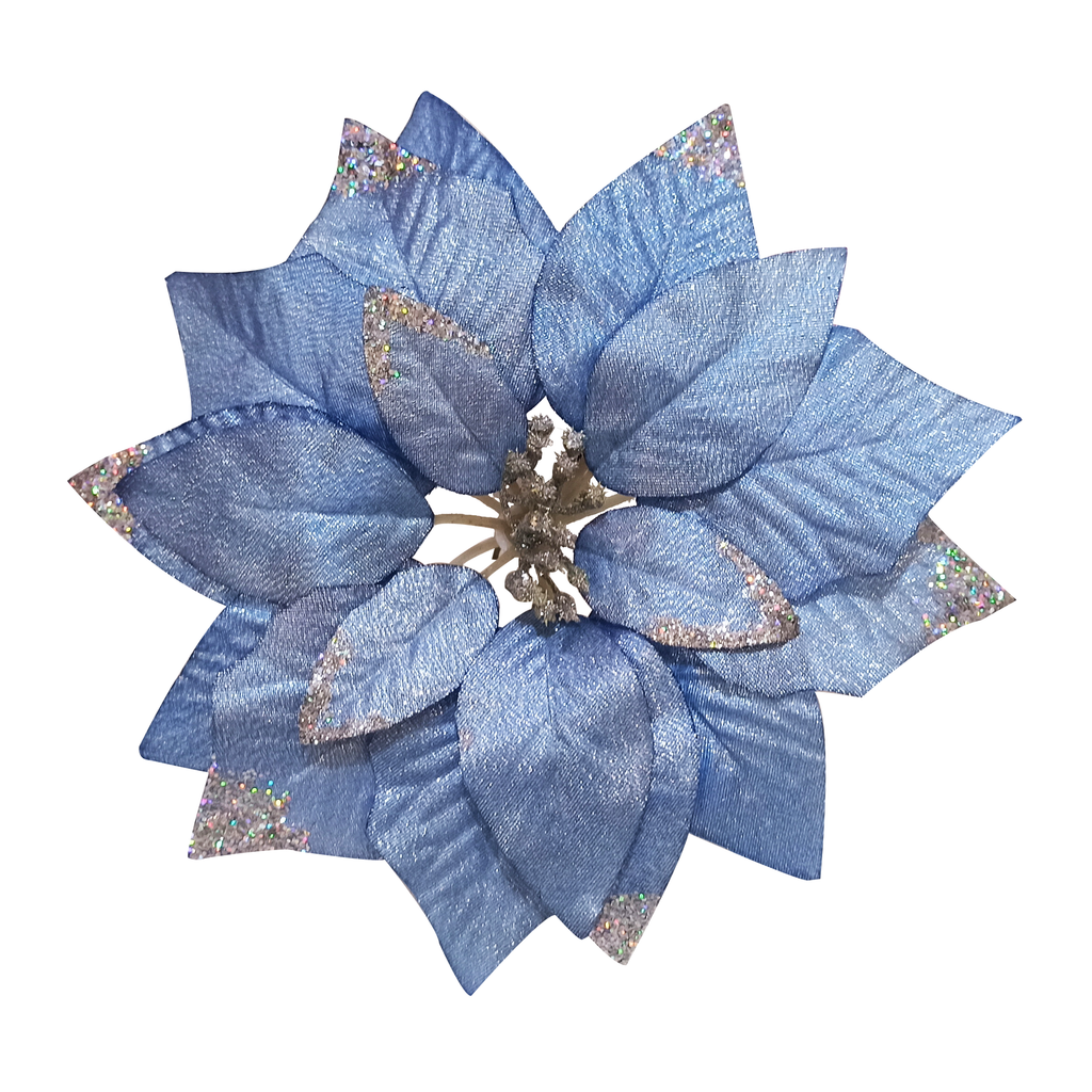 6 Pcs Artificial Glittered Poinsettia 25cm