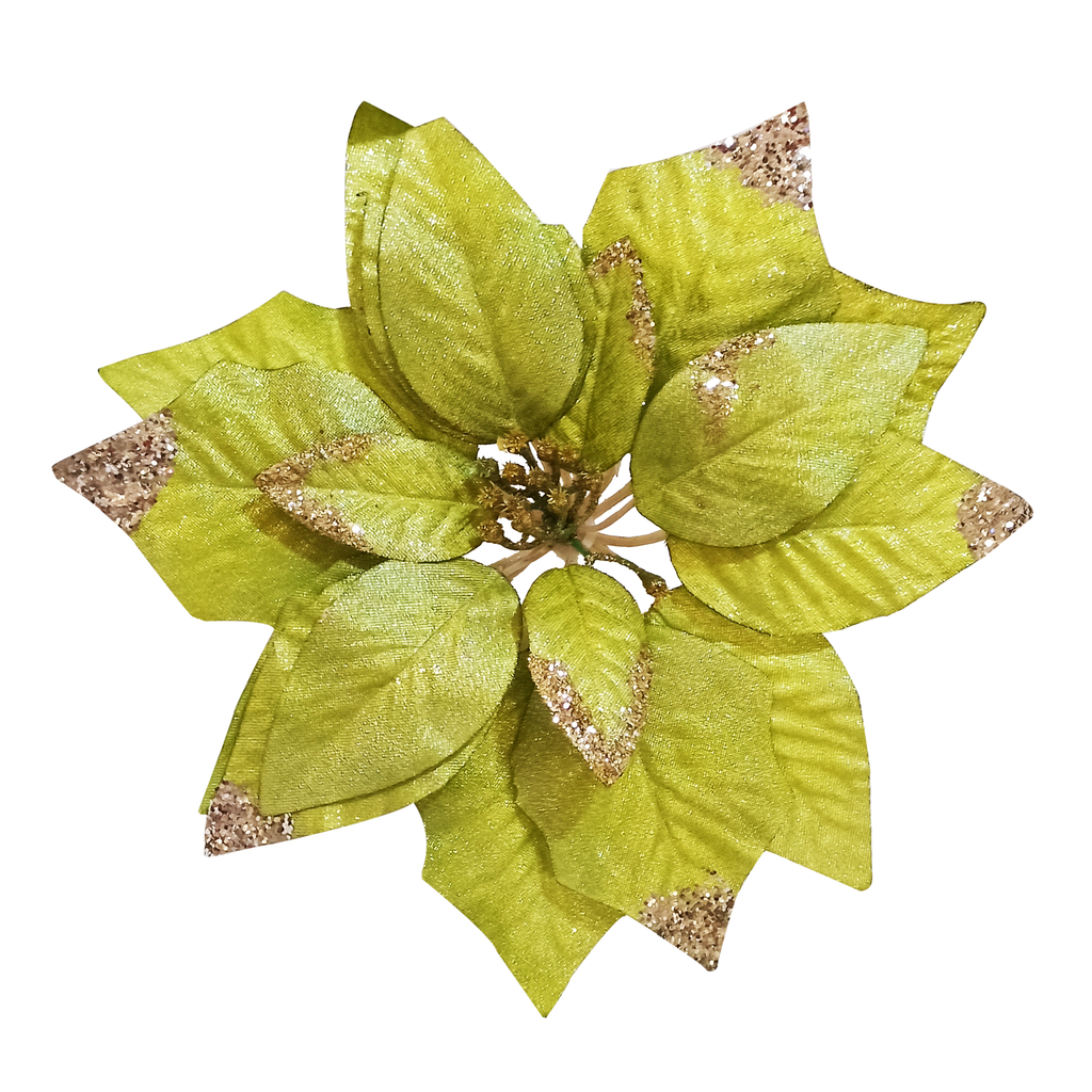 6 Pcs Artificial Glittered Poinsettia 25cm