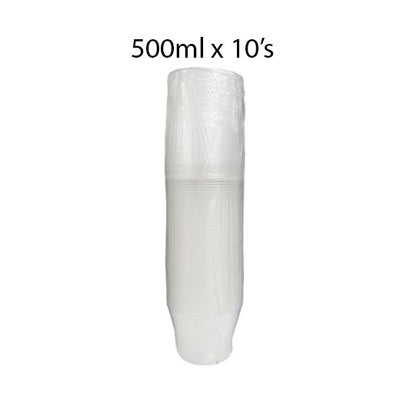 Plastic Clear Container Round 500ml 50's