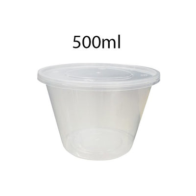 Plastic Clear Container Round 500ml 10's