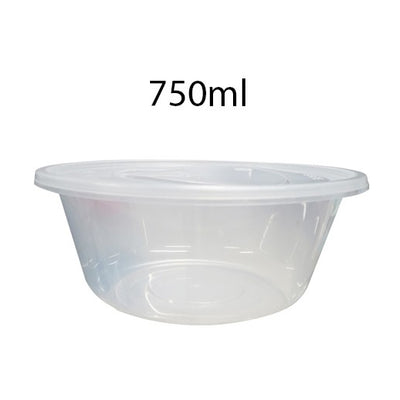 Plastic Clear Container Round 750ml 10's