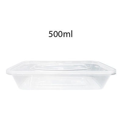 Plastic Clear Container Rectangle 500ml 10's