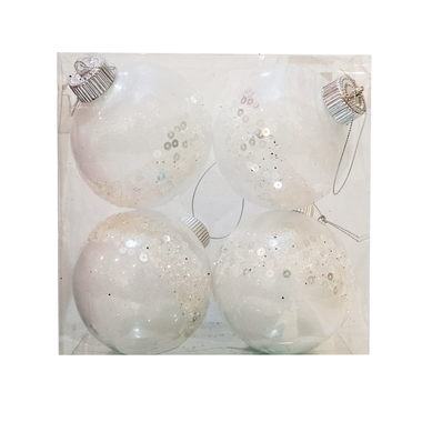 4 Pcs Christmas Balls with Sequins 10cm