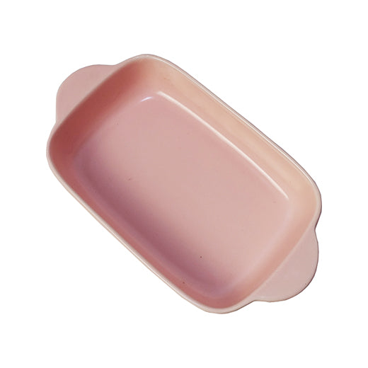 Pink Ceramic Serving Dish Rectangle with Handle 7inches