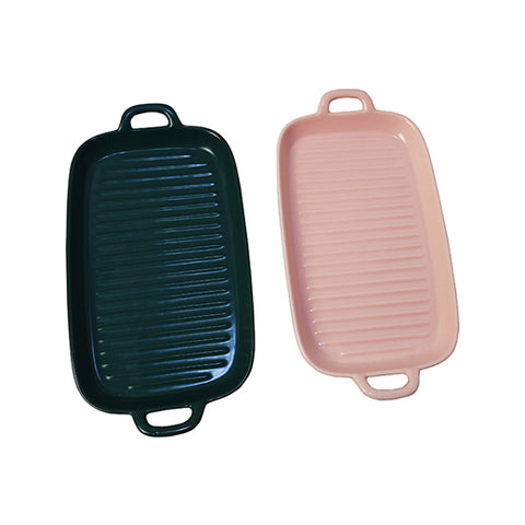 Colored Ceramic Serving Dish Rectangle with Handle 9.5 inches