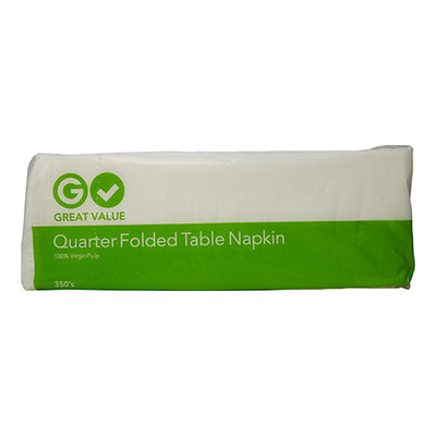 Great Value Quarter Folded Table Napkin 350 Sheets 1 Ply