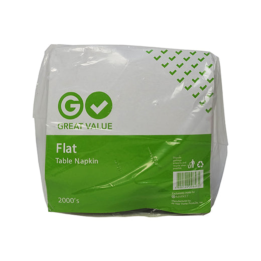 Great Value Flat Table Napkin 2000 Sheets 1 Ply