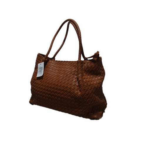 Women's Woven Leather Shoulder Bag with Pouch