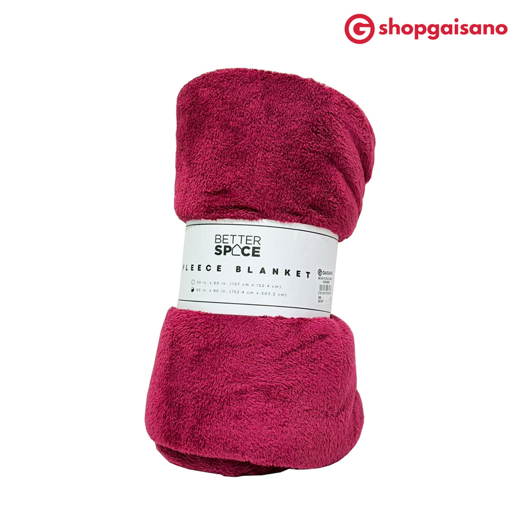 A folded magenta fleece blanket with a white paper label reading 'BETTER SPOTCE FLEECE BLANKET' in the center, shown on a plain white background with a ShopGaisano logo in the top right corner.