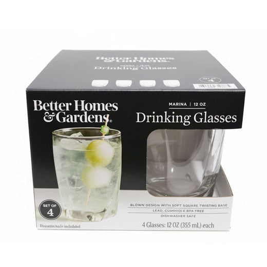 Libbey Better Homes & Gardens  4pc Marina Drinking Glasses 12oz