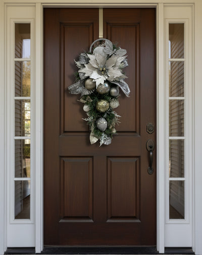 Christmas Spray 26 inches - Silver/White