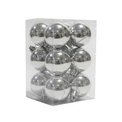 Christmas Balls Shiny Silver 4CM 12pcs