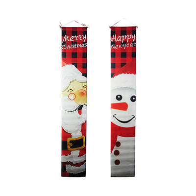 Christmas Decorative Hanging Banner - Santa and Snowman