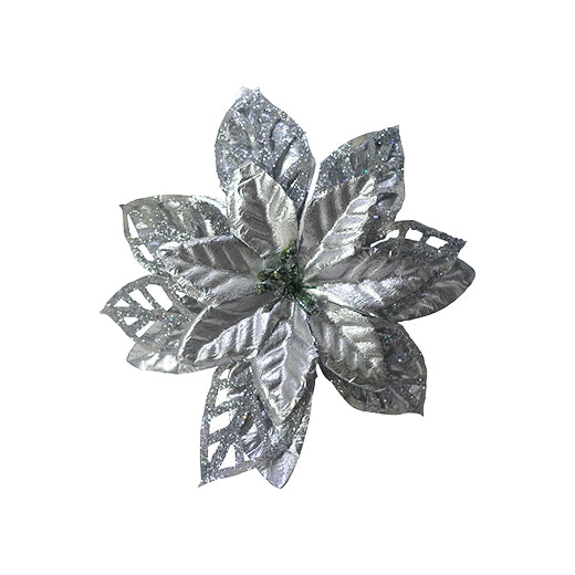 Artificial Glittered Poinsettia - 14cm