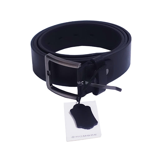 Hombre Men's Belt Cow Leather Black 4cm