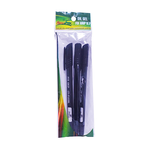 Coral Tree Oil Gel Pen Fix Grip 0.7 Set 3pcs - Black