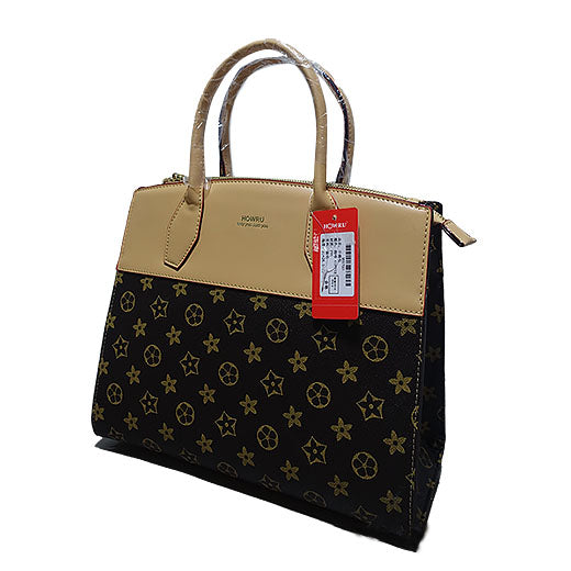 HOWRU Hand Bag W/ Sling Leather Two Tone Brown