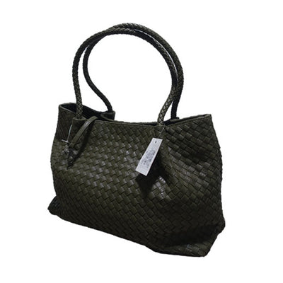 Women's Woven Leather Shoulder Bag with Pouch