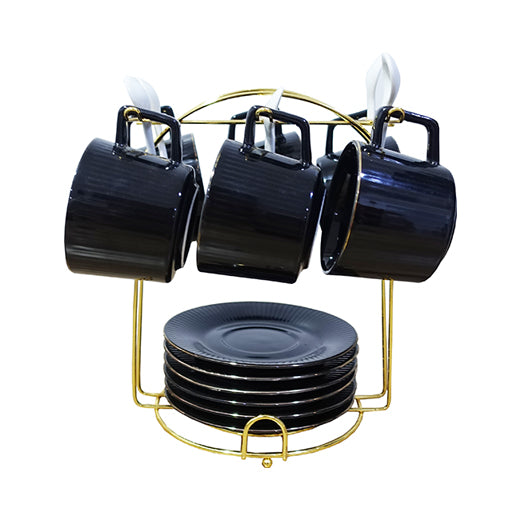 Cup and Saucer Set 6pcs with Holder 200ML