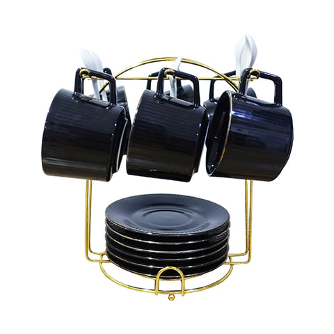 Cup and Saucer Set 6pcs with Holder 200ML
