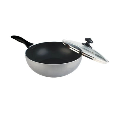 Lifestyle Non-Stick Wok Pan with Glass Lid 26cm