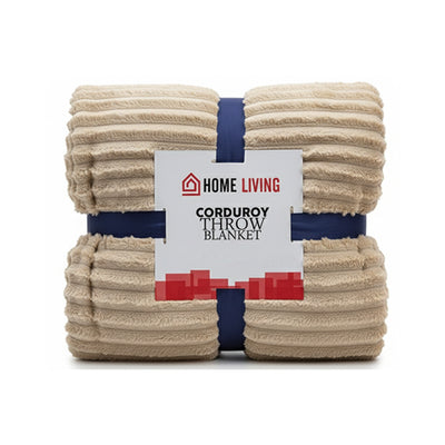 Corduroy Throw Blanket Beige - Double 60 x 80 Inches