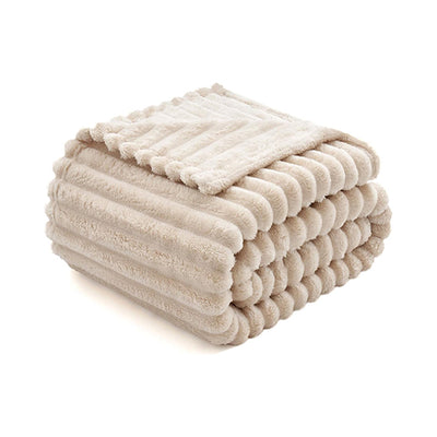 Corduroy Throw Blanket Beige - Double 60 x 80 Inches