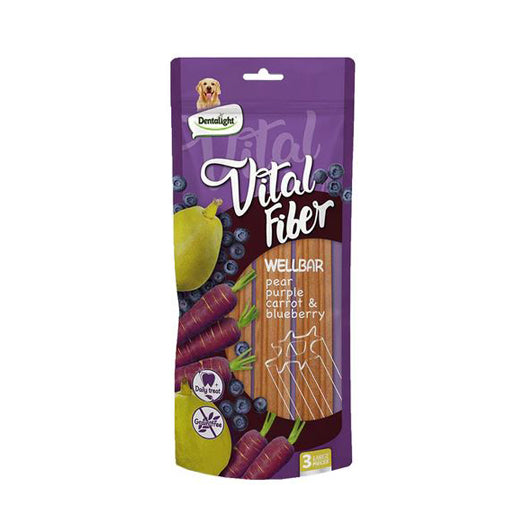 Dentalight Vital Fiber Grain Free Wellbar Stick Pear, Purple Carrot, Blueberry Dog Treats 3s 250g