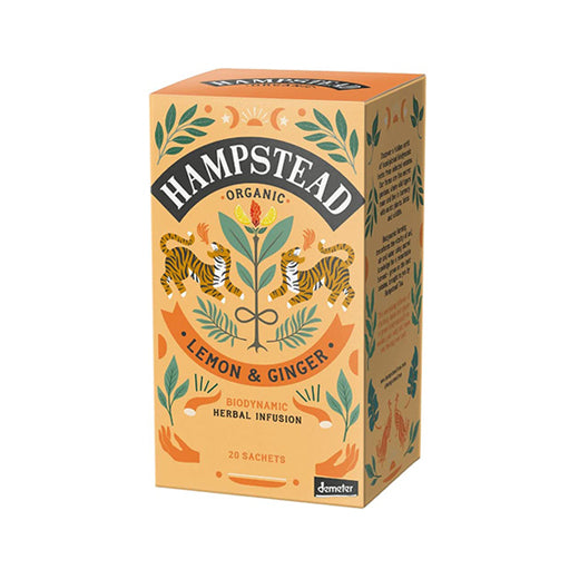 Hampstead Organic Lemon & Ginger Biodynamic Herbal Infusion Tea 20 Tea Bags