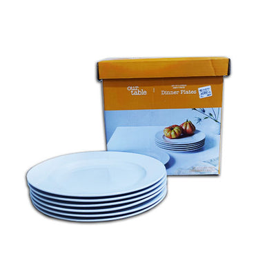 Our Table White Ceramic Plates 11in 6 Pieces