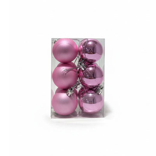 Christmas Balls Matt/Shiny 4x6cm Pink
