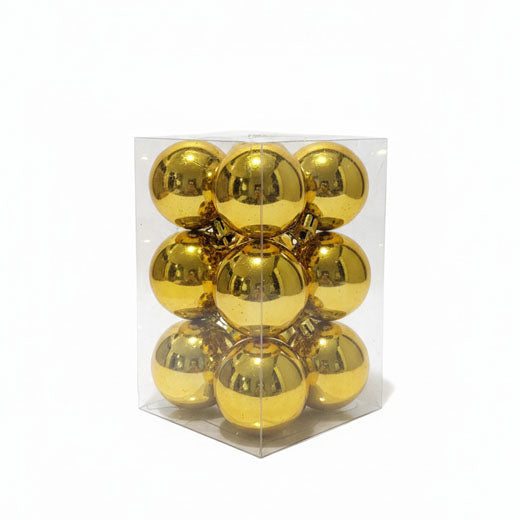 Christmas Balls Gold Shiny 5cm 12s
