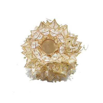 Jeweled Candle Holder Natural