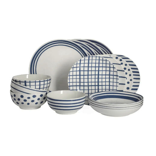 Gap Home New Blue 16-Pieces Blue & White Decal Dinnerware Set