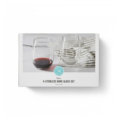 Martha Stewart 4-Stemless Wine Glass Set