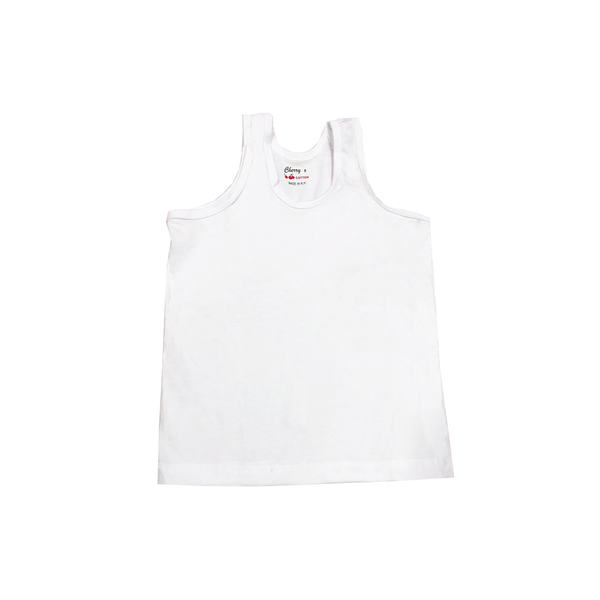 Cherry Boy's Plain White Sando - Size 14