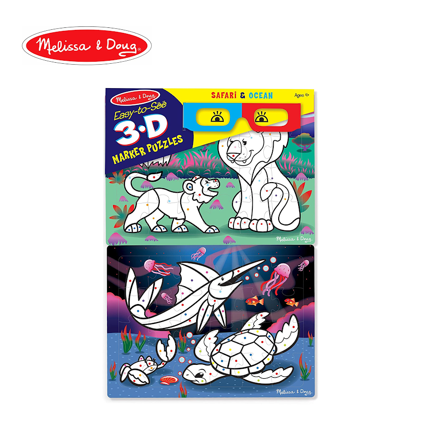 Melissa & Doug Easy-to-See 3D Marker Puzzles - Safari & Ocean