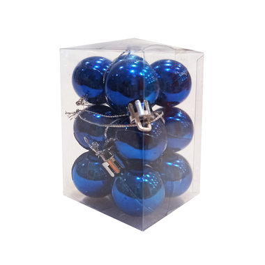 12 Pcs Shiny Christmas Balls 3cm - Blue