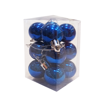 12 Pcs Shiny Christmas Balls 3cm - Blue