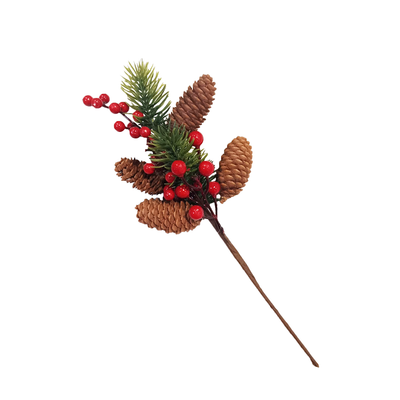 Christmas Berries witth Pine Cone Long Picks 41 cm